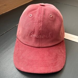 Comme Si pink cotton waled hat silk interior NWT